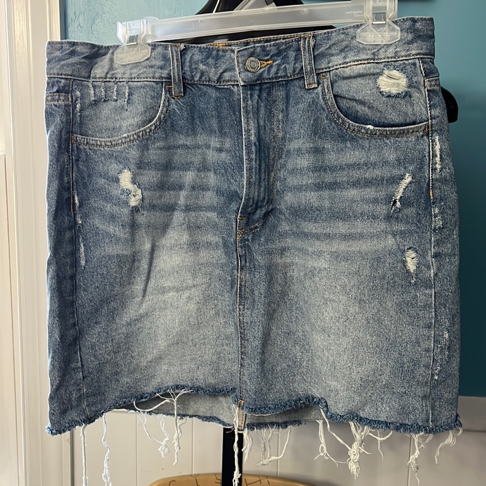 H&M Distressed Denim Skirt